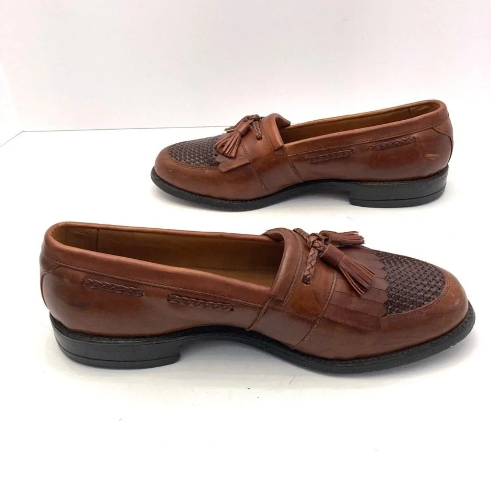 Allen Edmonds Cody Tassel Kiltie Loafers Mens 9 D Brown Leather Dress Shoes USA